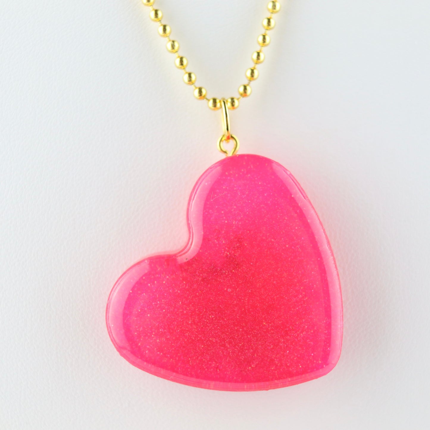 OG Heart Glitter Necklace – Pink Sparkle with Gold Hardware NGH-1006