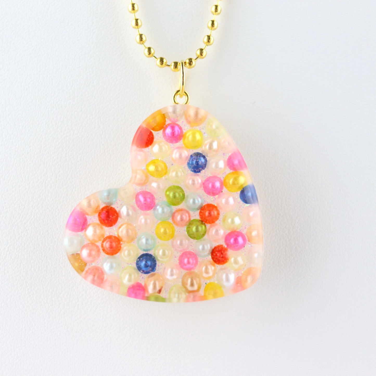 “Pearlized Spectrum” OG Heart Necklace – with Gold Hardware NGH-1009