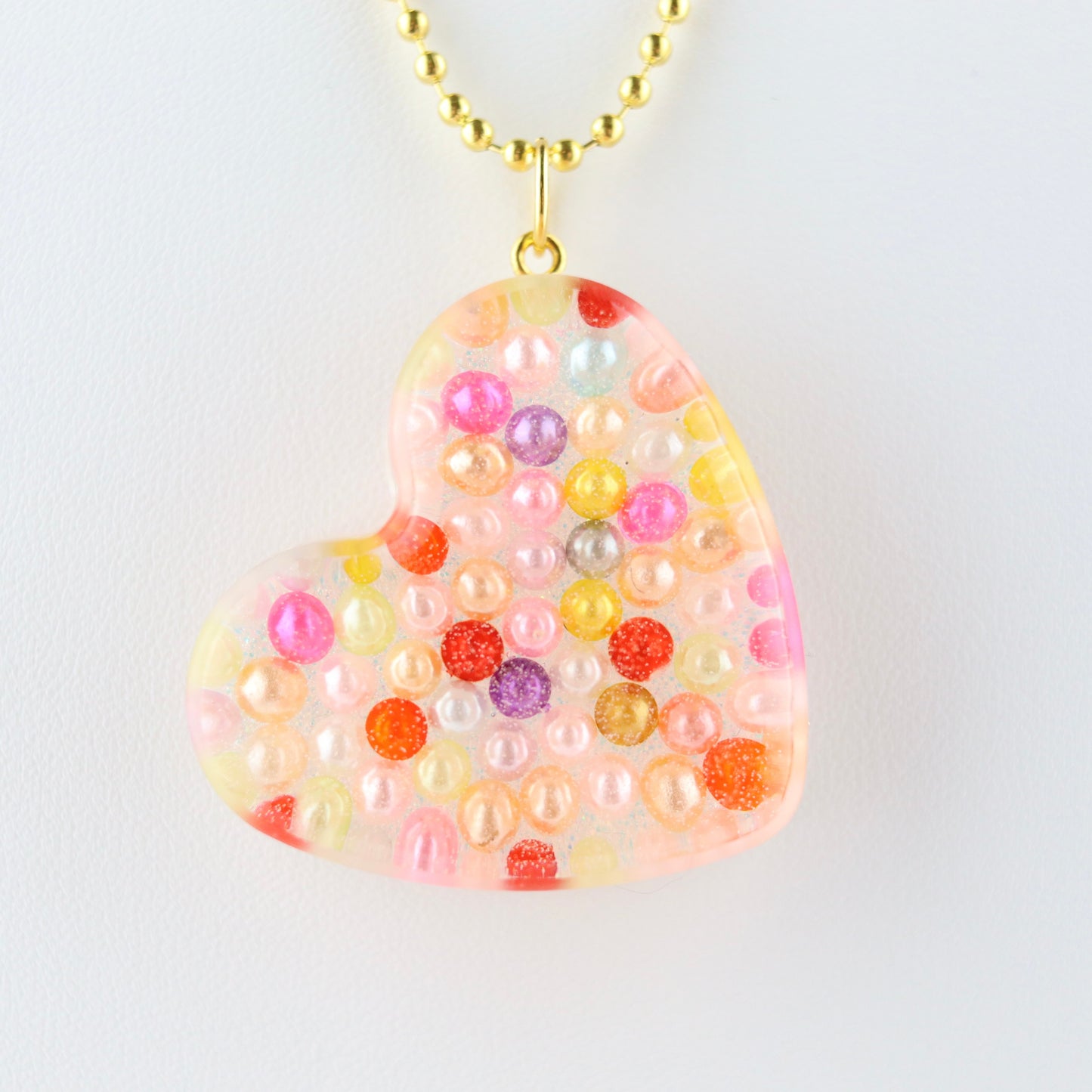 “Pearlized Spectrum” OG Heart Necklace – with Gold Hardware NGH-1011