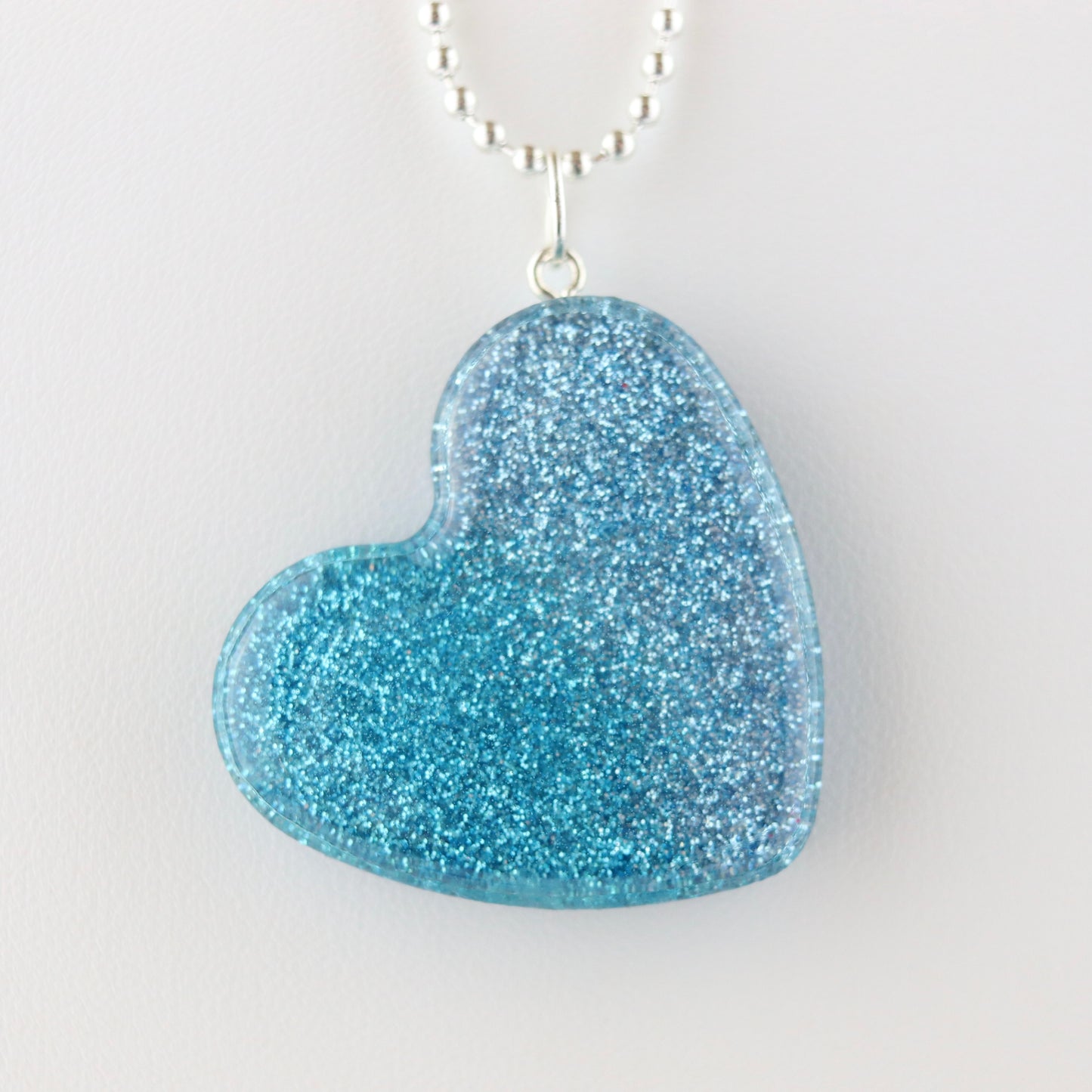“Ocean Kelly Blue” OG Heart Necklace – with Silver Hardware NSH-1026
