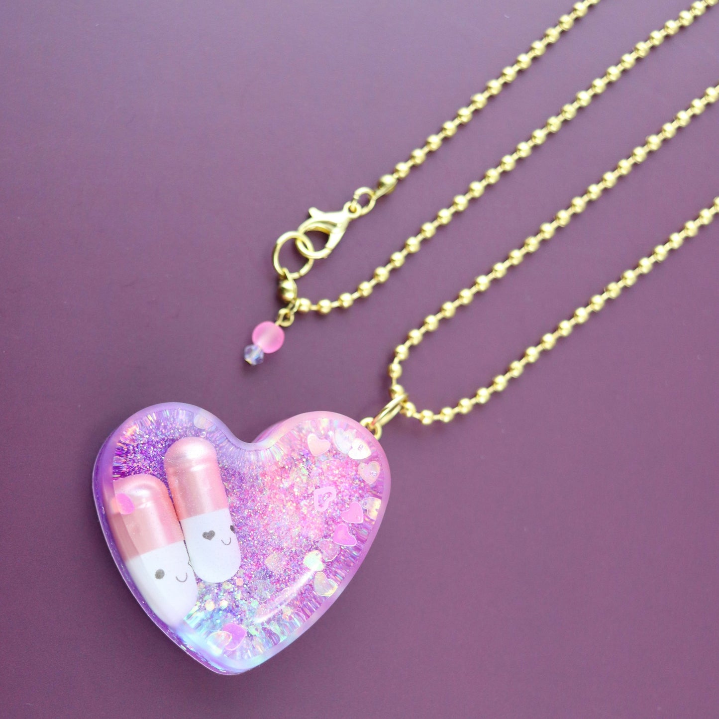 “Electro Pill Pop” OG Heart Necklace – with Gold Hardware NGH-1013