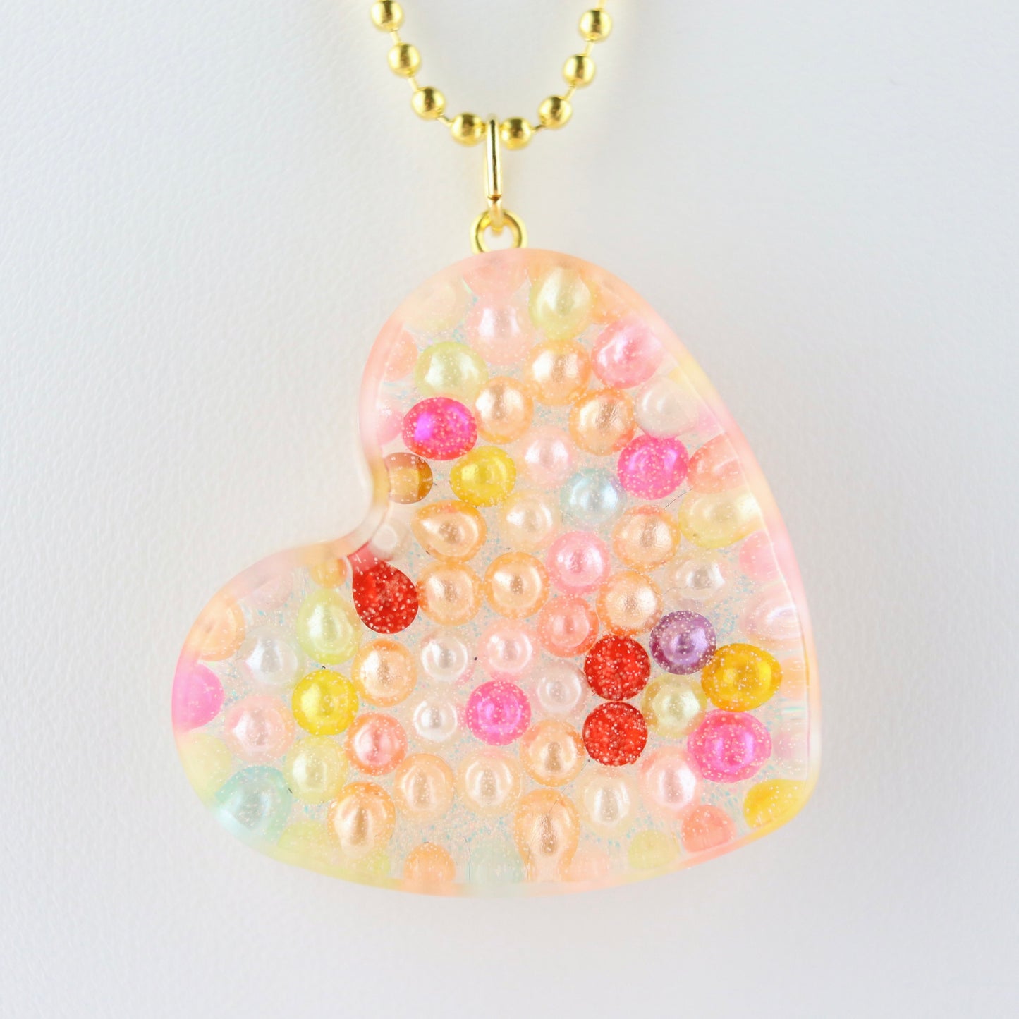 “Pearlized Spectrum” OG Heart Necklace – with Gold Hardware NGH-1010