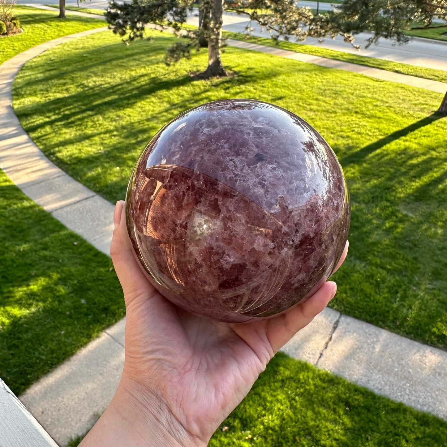 XL Large Statement Strawberry Quartz Sphere - Ships Free!