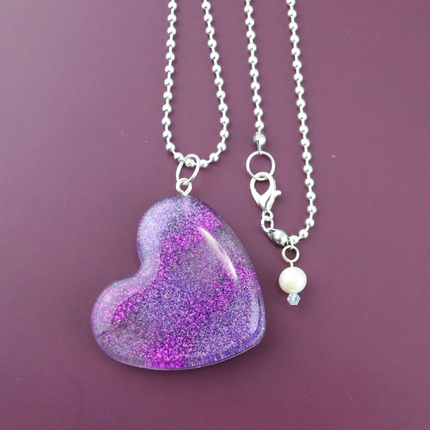 “Purple Haze” OG Heart Necklace – with Silver Hardware NSH-1034