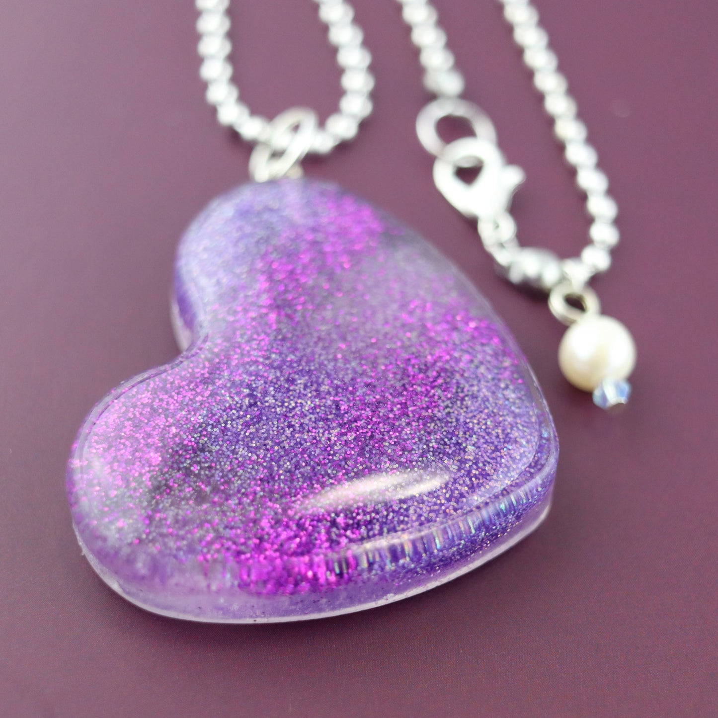 “Purple Haze” OG Heart Necklace – with Silver Hardware NSH-1034