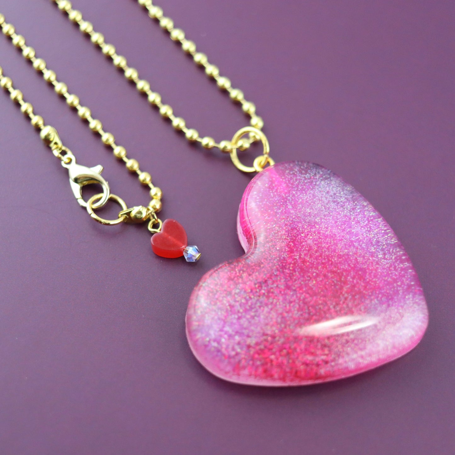 “Pink Panther” OG Heart Necklace – with Gold Hardware NGH-1008