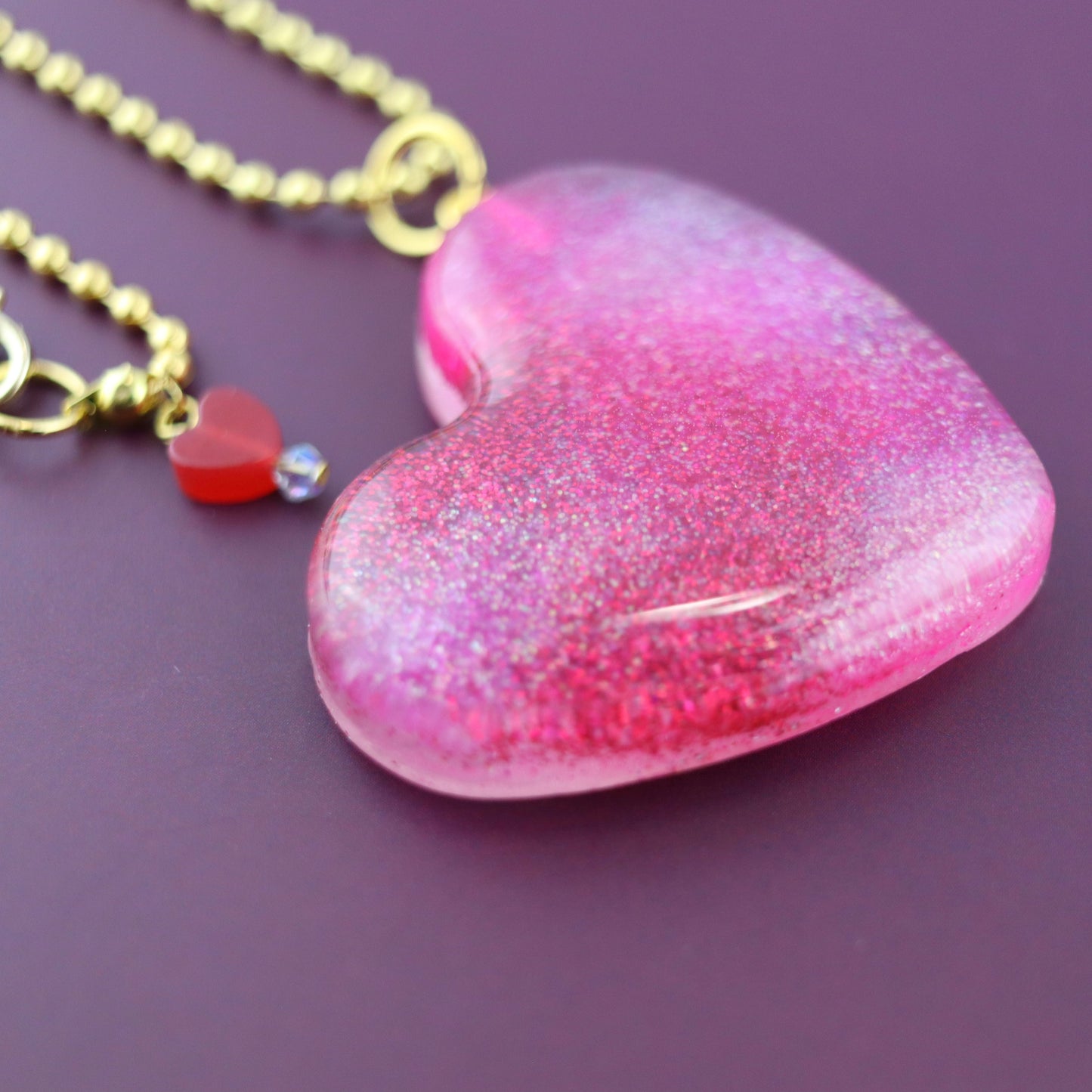 “Pink Panther” OG Heart Necklace – with Gold Hardware NGH-1008