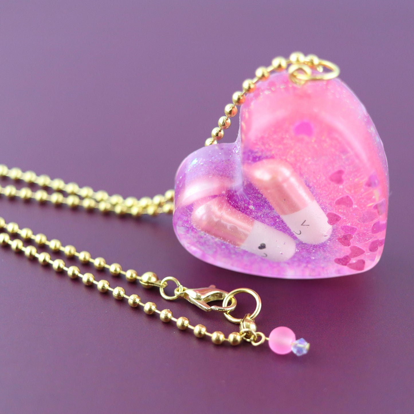 “Electro Pill Pop” OG Heart Necklace – with Gold Hardware NGH-1019