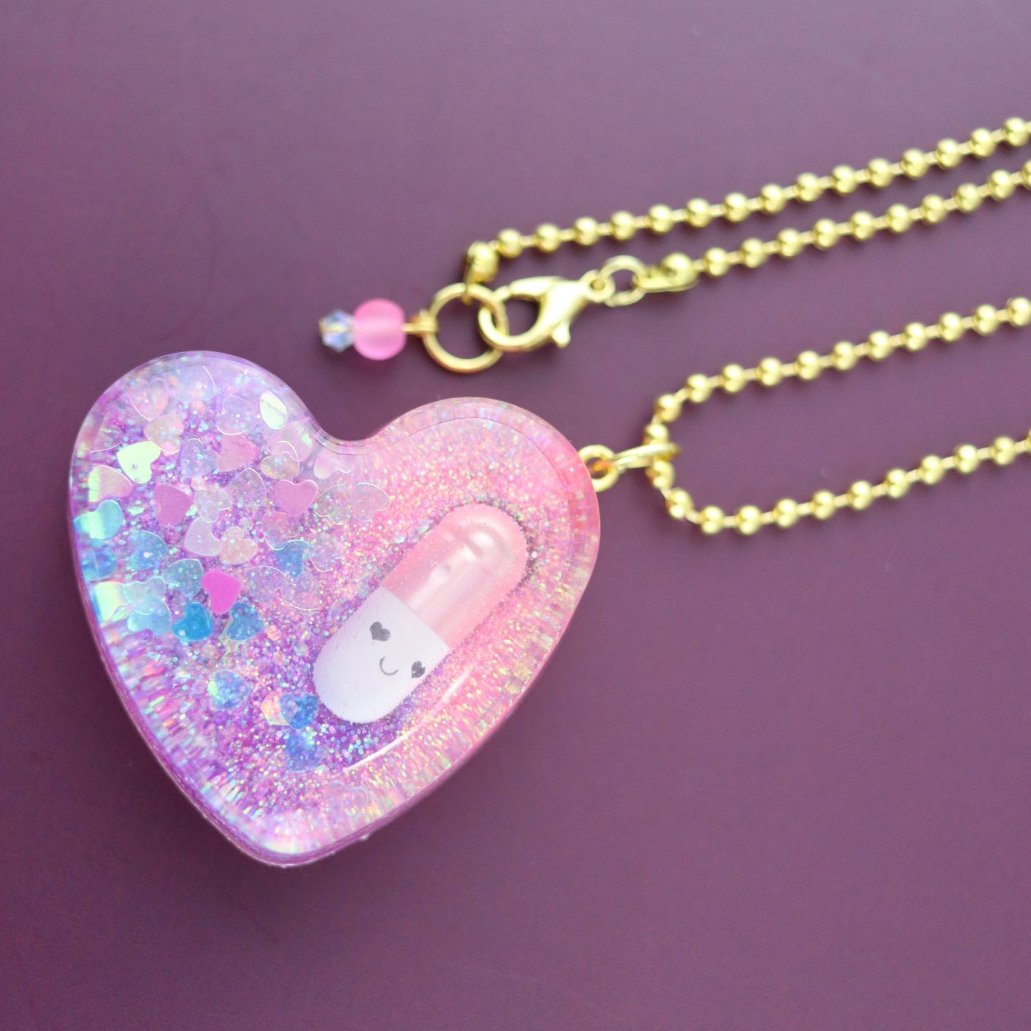 “Electro Pill Pop” OG Heart Necklace – with Gold Hardware NGH-1014