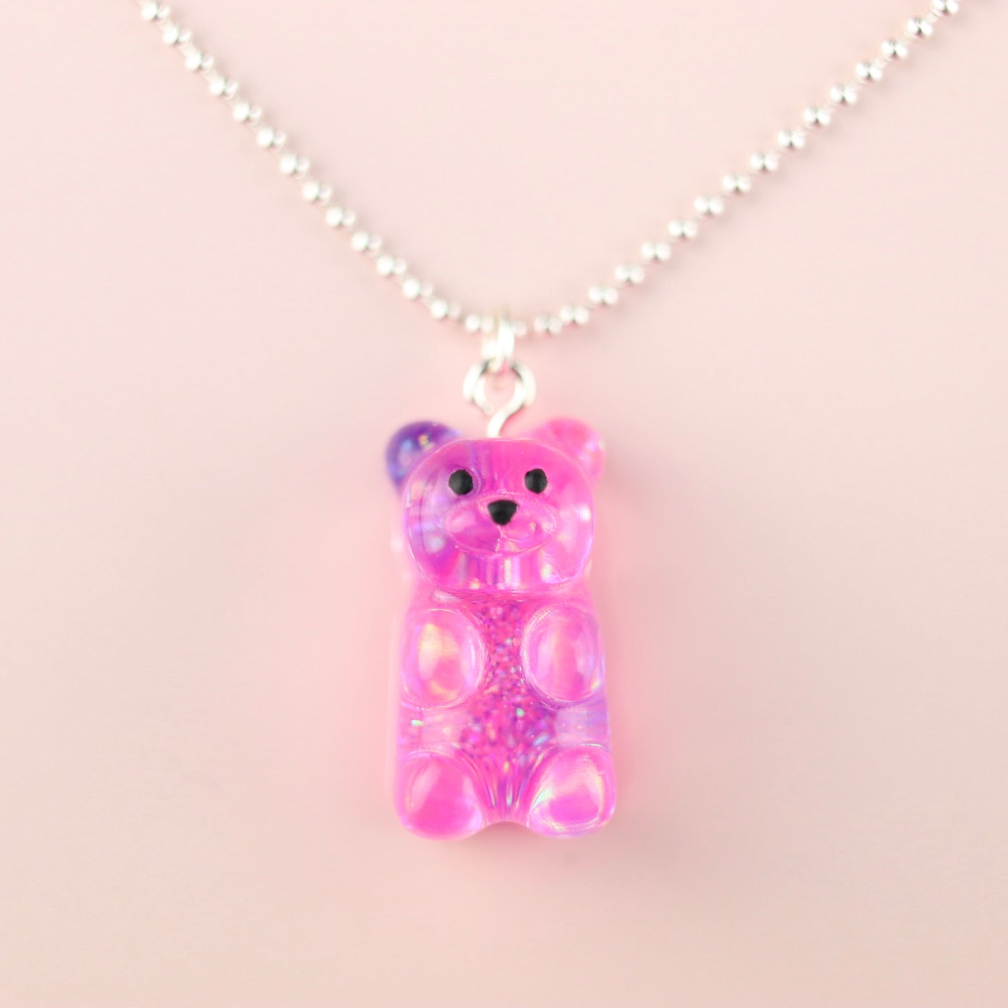 Teeny Gummy Bear Necklace with Silver Hardware